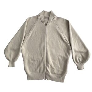 Fear of God Essentials Womens XS Zip Up Cardigan Beige‎ Logo Minimalist Style